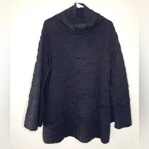 Bitte Kai Rand Funnel Neck Long Sleeve Black Textured Top Size XL